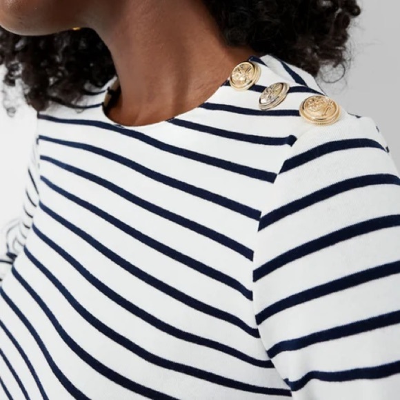 Pomander Place Tuckernuck Bowman Gold Button Long Sleeve Shirt Navy Stripe Sz XL - Picture 5 of 12